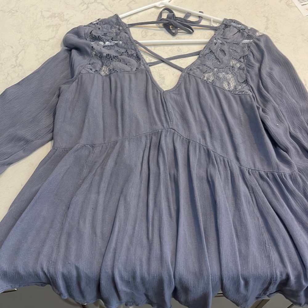 Blue Flowy American Eagle Top